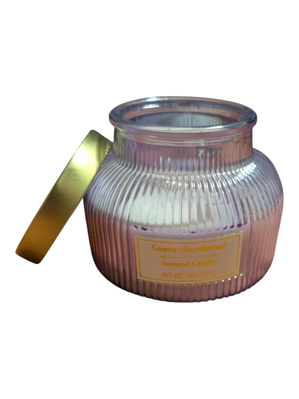 Guava Shortbread Scented Candle 14oz Iridescent Purple Jar